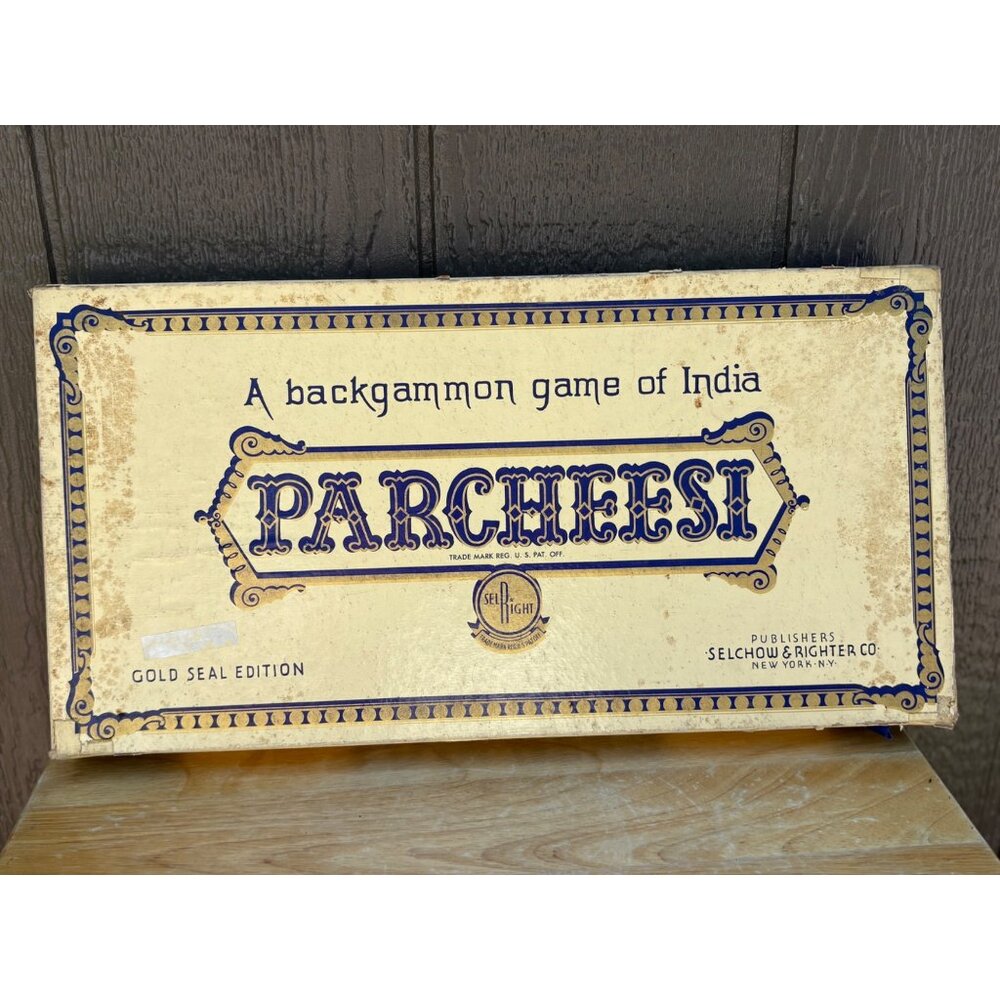 Vintage 1959 Parcheesi Board Game Gold Seal Edition Backgammon Game Of India
